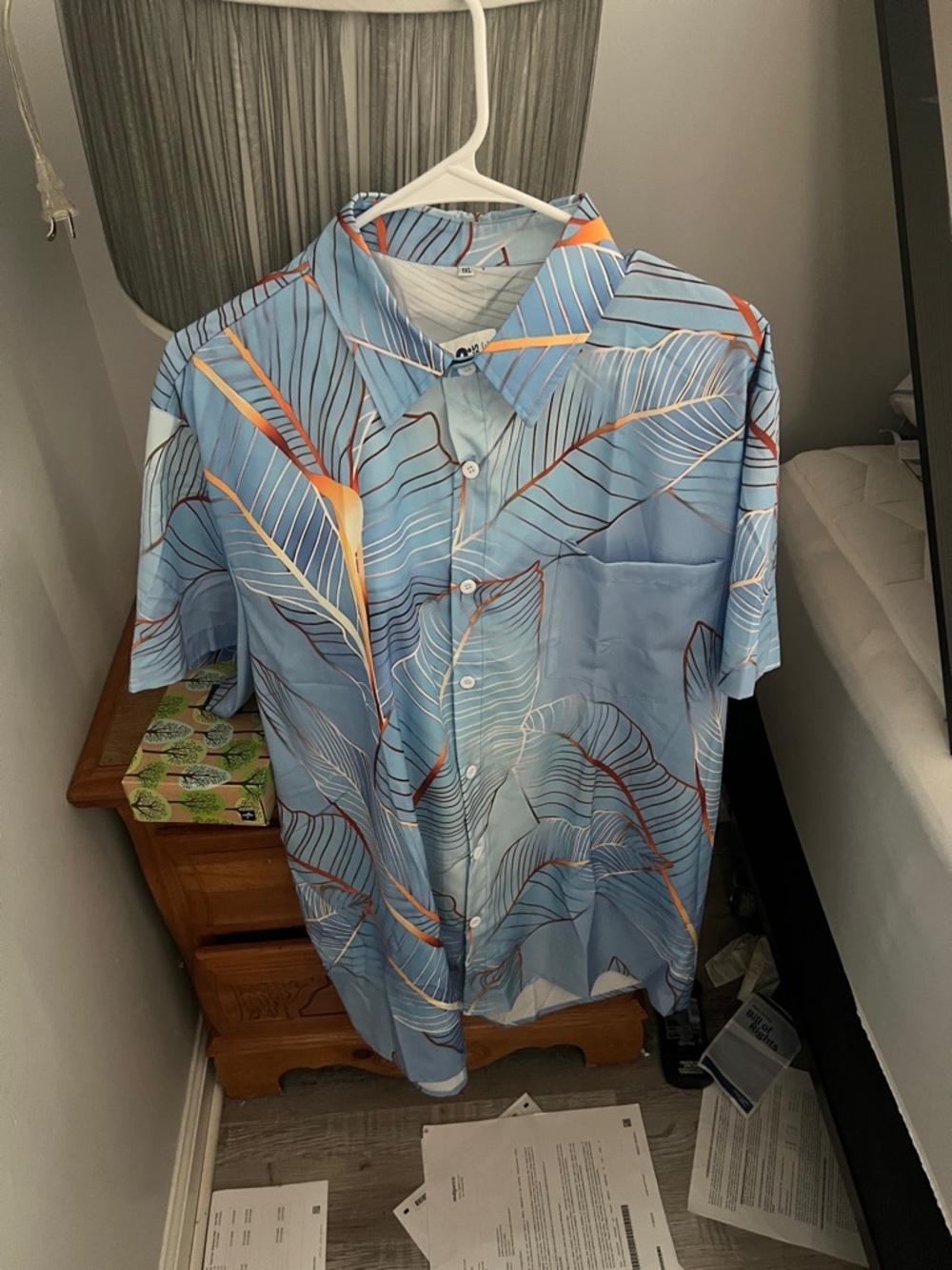 Blue and gold button down shirt